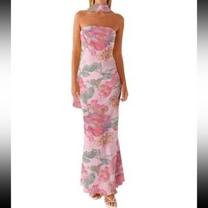 SHEIN Pink Orange Sheath Dress Halter Sleeveless